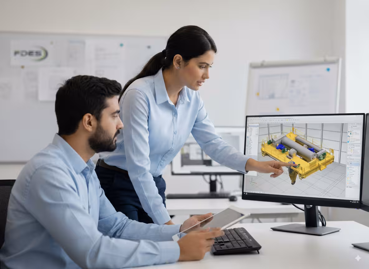 Modern engineering office with CAD workstations